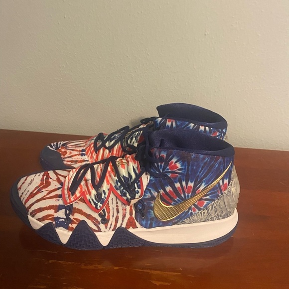 Nike Red, Blue, and Gold Athletic Shoes Nike Kyrie2